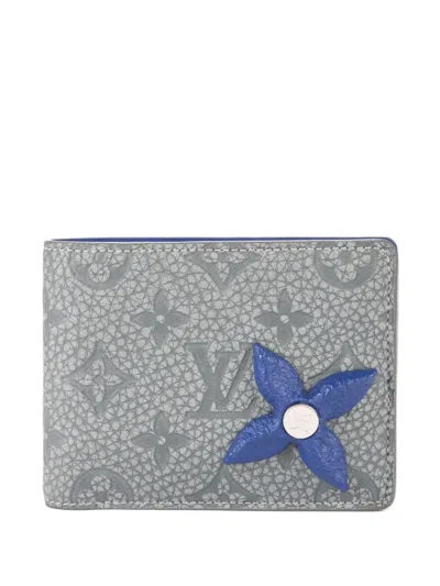 Pre-owned Louis Vuitton Flower-embellishment Wallet In Gray