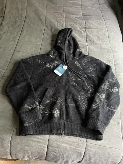 Pre-owned Louis Vuitton Flower Logo Embroidered Wool Hoodie In Blue