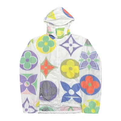 Pre-owned Louis Vuitton Flower Monogram Windbreaker Jacket White Multicolor