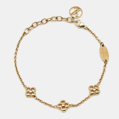 Pre-owned Louis Vuitton Flower Motif Gold Tone Station Bracelet