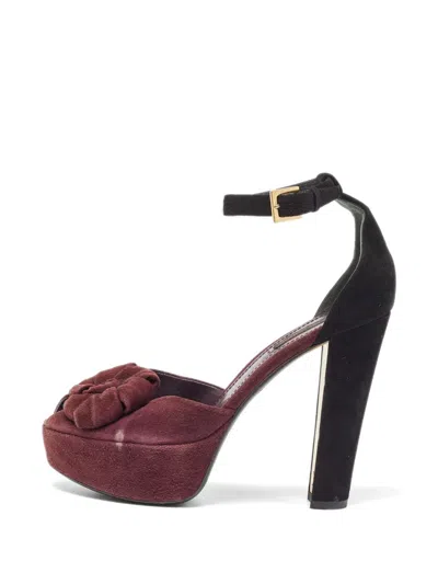 Pre-owned Louis Vuitton Flower Peep-toe Sandals In Red