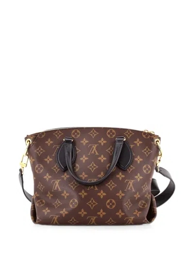Pre-owned Louis Vuitton Flower Zipped Monogram Canvas Pm Tote Bag In Black