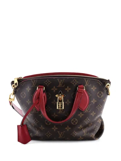Pre-owned Louis Vuitton Flower Zipped Monogram Canvas Pm Tote Bag In Brown