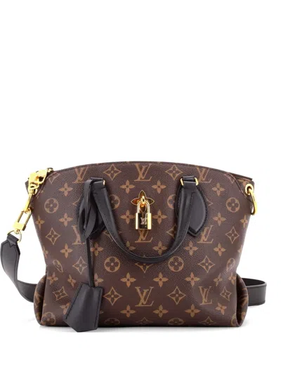 Pre-owned Louis Vuitton Flower Zipped Monogram Canvas Pm Tote Bag In Brown