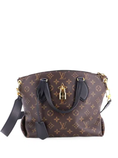 Pre-owned Louis Vuitton Flower Zipped Monogram Canvas Pm Tote Bag In Brown