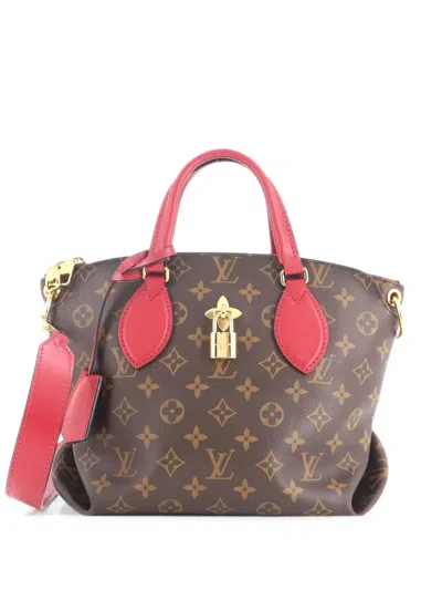 Pre-owned Louis Vuitton Flower Zipped Monogram Canvas Pm Tote Bag In Brown