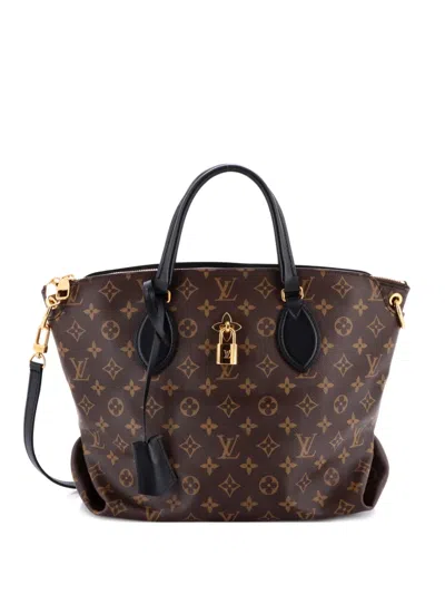 Pre-owned Louis Vuitton Flower Zipped Tote Monogram Canvas Mm Shoulder Bag In Brown