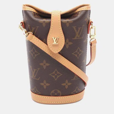 Pre-owned Louis Vuitton Fold Me Pouch Shoulder Bag Monogram Canvas Leather In Brown