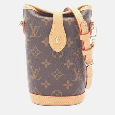 Pre-owned Louis Vuitton Fold Me Pouch Shoulder Bag Monogram Canvas Leather In Brown