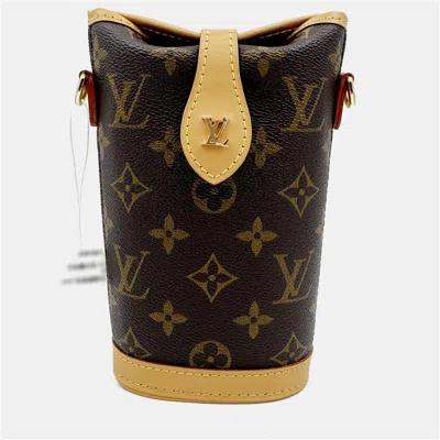 Pre-owned Louis Vuitton Fold Me Pouch Shoulder Bag Monogram Canvas Leather In Brown