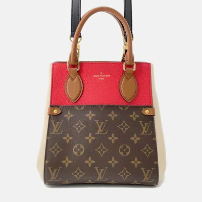 Pre-owned Louis Vuitton Fold Tote Cerise/cream/brown Monogram Calf Leather Size Pm In Multi