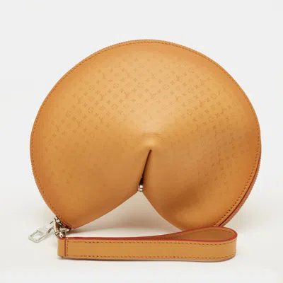 Pre-owned Louis Vuitton Fortune Cookie Tan Monogram Leather Pouch In Brown
