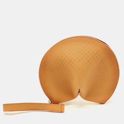 Pre-owned Louis Vuitton Fortune Cookie Tan Monogram Leather Pouch In Brown