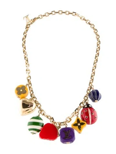 Pre-owned Louis Vuitton Fraise Charm Necklace, 18.25" In Multi