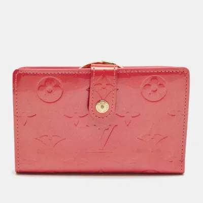 Pre-owned Louis Vuitton Framboise Monogram Vernis French Purse Wallet In Pink