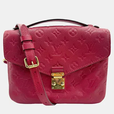 Pre-owned Louis Vuitton Freesia Monogram Empreinte Leather Pochette Metis Shoulder Bag In Red