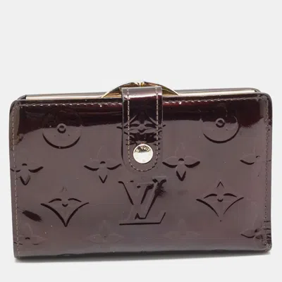 Pre-owned Louis Vuitton French Amarante Monogram Vernis Wallet In Burgundy