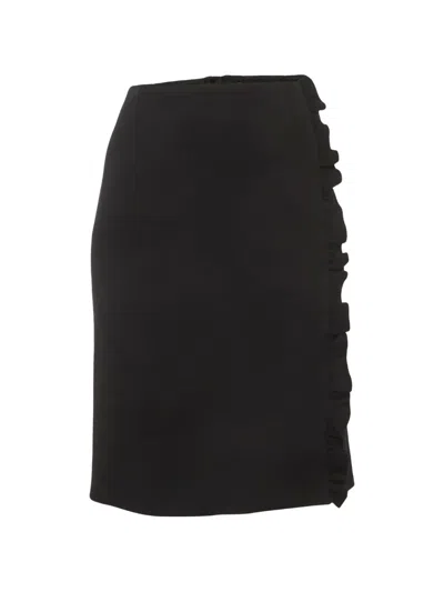 Pre-owned Louis Vuitton Frilled Pencil Skirt In Black