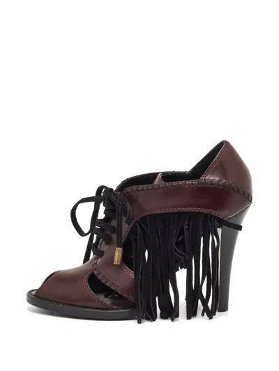 Pre-owned Louis Vuitton Fringe Lace-up Sandals In Brown