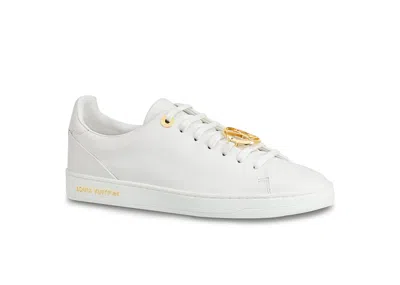Pre-owned Louis Vuitton Frontrow Leather (women's) Sneakers In White/gold