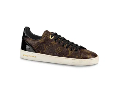 Pre-owned Louis Vuitton Frontrow Monogram Patent Canvas (women's) Sneakers In Cacao Brown/white
