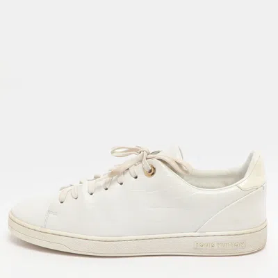 Pre-owned Louis Vuitton Frontrow Size 39 White Croc Embossed Leather Low Top Sneakers