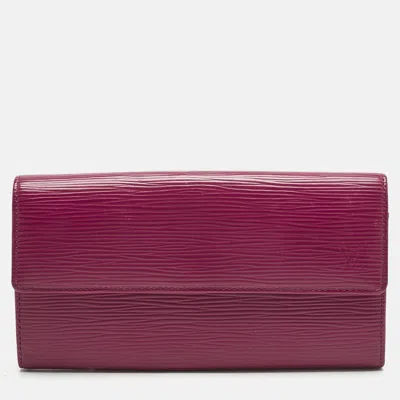 Pre-owned Louis Vuitton Fuchsia Epi Leather Sarah Wallet In Pink