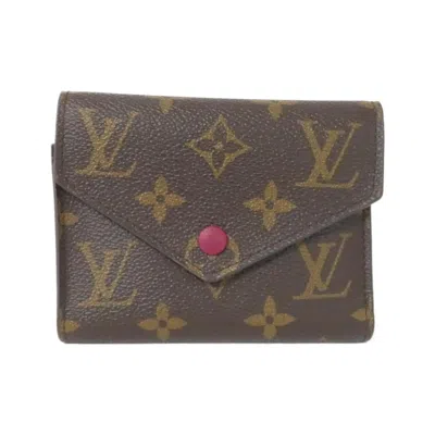 Pre-owned Louis Vuitton Fuchsia Marron Coated Canvas Wallet (tri-fold) () In Multi