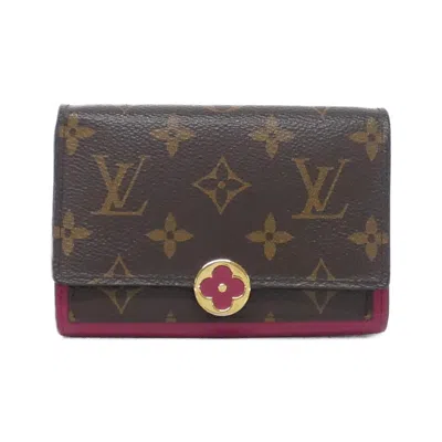 Pre-owned Louis Vuitton Fuchsia Marron Monogram Monogram Coated Canvas Leather Wallet (bi-fold) () In Multi