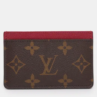 Pre-owned Louis Vuitton Fuchsia Monogram Canvas Card Holder In Pink