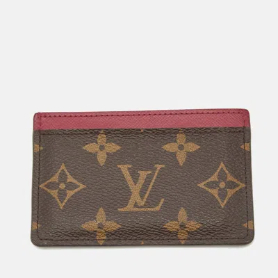 Pre-owned Louis Vuitton Fuchsia Monogram Canvas Card Holder In Pink