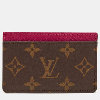Pre-owned Louis Vuitton Fuchsia Monogram Canvas Card Holder In Pink