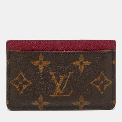 Pre-owned Louis Vuitton Fuchsia Monogram Canvas Card Holder In Pink