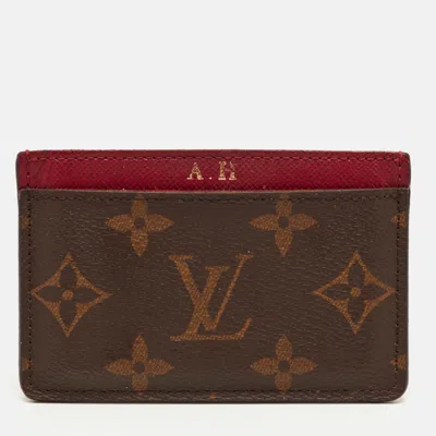 Pre-owned Louis Vuitton Fuchsia Monogram Canvas Card Holder In Pink