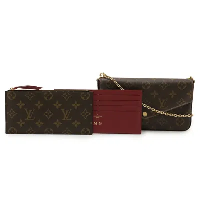 Pre-owned Louis Vuitton Fuchsia Monogram Leather Clutch Bag Pochette Shoulder Bag () In Pink
