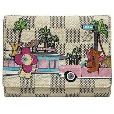 Pre-owned Louis Vuitton Fuchsia Pink Damier Azur Canvas Wallet (tri-fold) ()