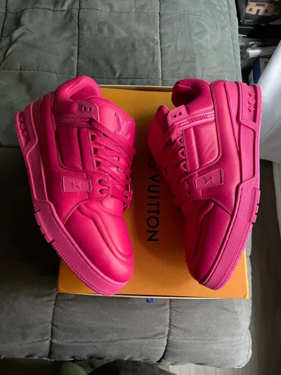 Pre-owned Louis Vuitton Fuchsia Trainer Sneaker In Pink