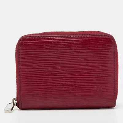 Pre-owned Louis Vuitton Fuchsia Epi Leather Zippy Coin Purse In Red