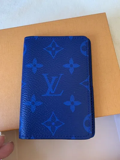 Pre-owned Louis Vuitton Full Set  Monogram Pocket Organizer In Cobalt M30301 In Blue