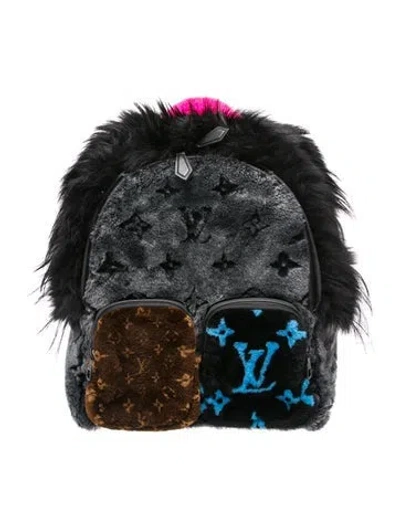 Pre-owned Louis Vuitton Fur Aw20 Multi-fur Backpack Medium In Blue