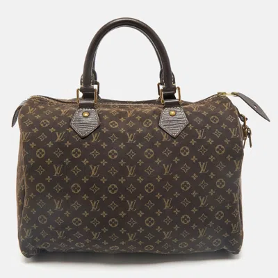 Pre-owned Louis Vuitton Fusain Monogram Mini Lin Canvas Speedy 30 Bag