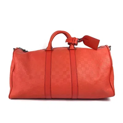 Pre-owned Louis Vuitton Fusion Red Color Damier Infini Boston Bag Handbag ()