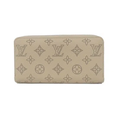 Pre-owned Louis Vuitton Galle Mahina Leather Long Wallet (bi-fold) () In Blue