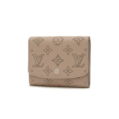 Pre-owned Louis Vuitton Galle Mahina Leather Wallet (bi-fold) () In Blue