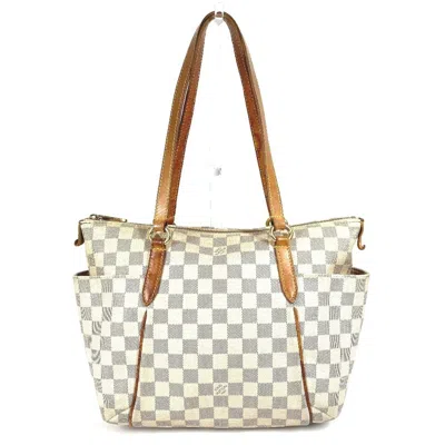 Pre-owned Louis Vuitton Galle White Yellow Damier Azur Shoulder Bag Tote Bag ()