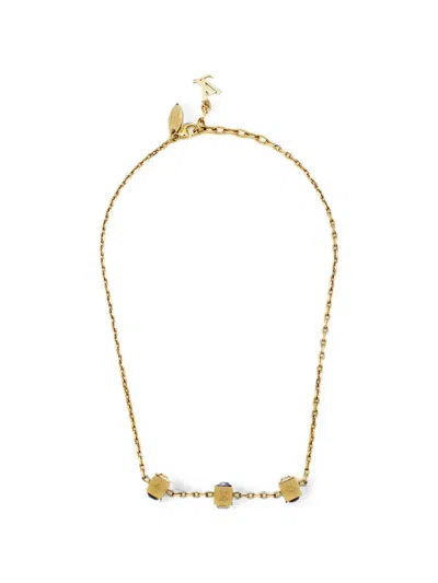 Pre-owned Louis Vuitton Gamble Crystal Necklace In Gold