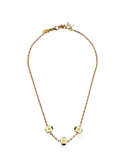 Pre-owned Louis Vuitton Gamble Crystal-embellished Necklace In Gold