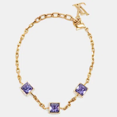 Pre-owned Louis Vuitton Gamble Crystals Gold Tone Bracelet