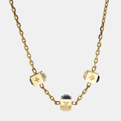 Pre-owned Louis Vuitton Gamble Crystals Gold Tone Necklace