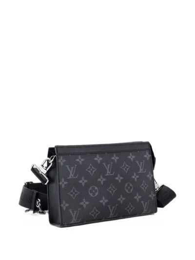 Pre-owned Louis Vuitton Gaston Wearable Wallet Monogram Eclipse Canvas Crossbody Bag In Black